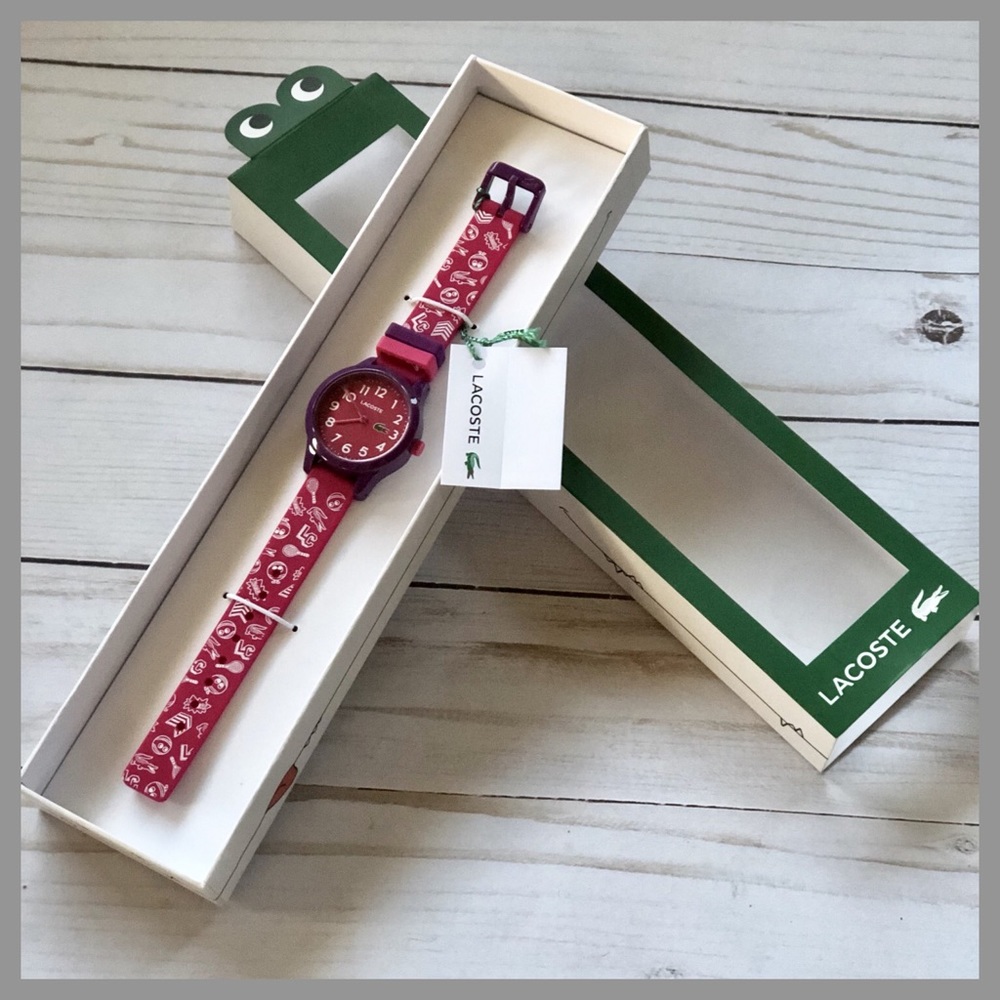NEW Lacoste 12.12 Kid's Pink Silicone Strap Watch
